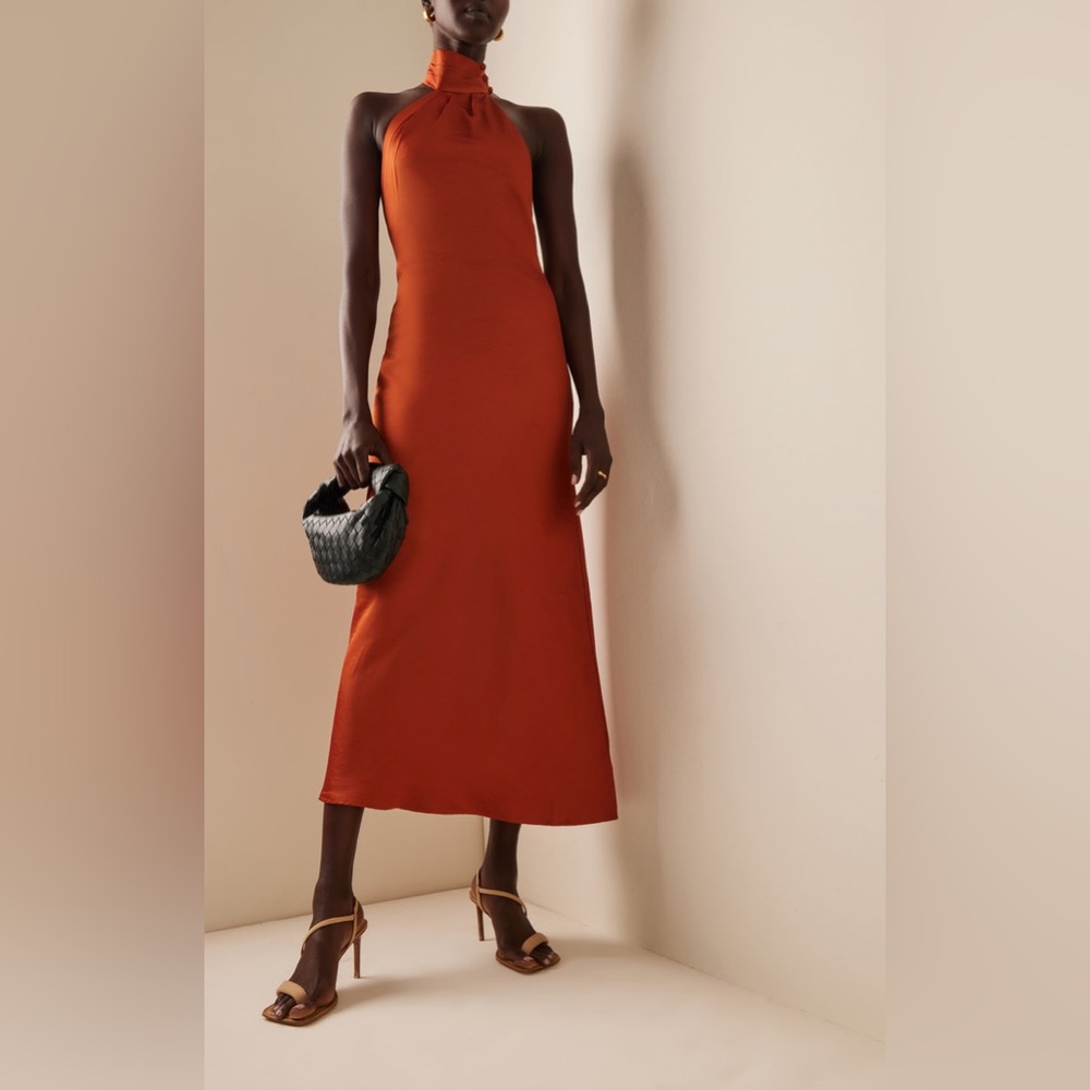 Elegant Orange Halter Dress